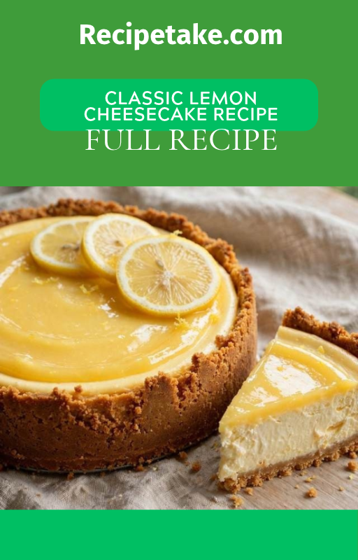 Classic lemon cheesecakes recipe by Recipetake, available as an instant digital download pdf cookbook