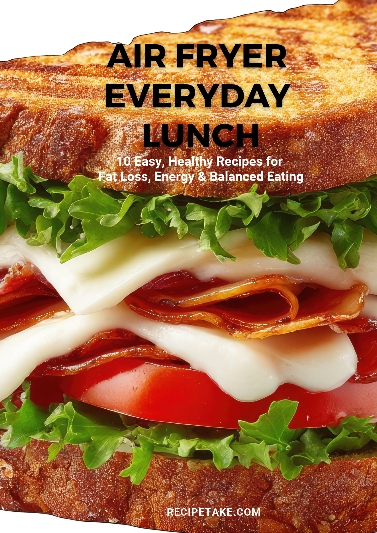 Air fryer everyday healthy lunch, snacks, and sides recipes bundle by Recipetake, available as an instant digital download pdf cookbook
