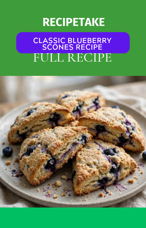 Classic blueberry scones recipe by Recipetake, available as an instant digital download pdf cookbook