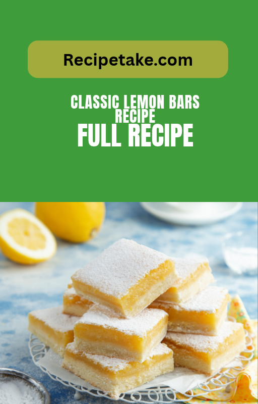 Classic lemon bars recipe by Recipetake, available as an instant digital download pdf cookbook