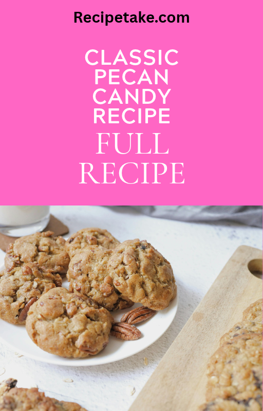 Rich, buttery classic pecan candy pralines resting on parchment paper. Standalone PDF recipe by Recipetake.com.